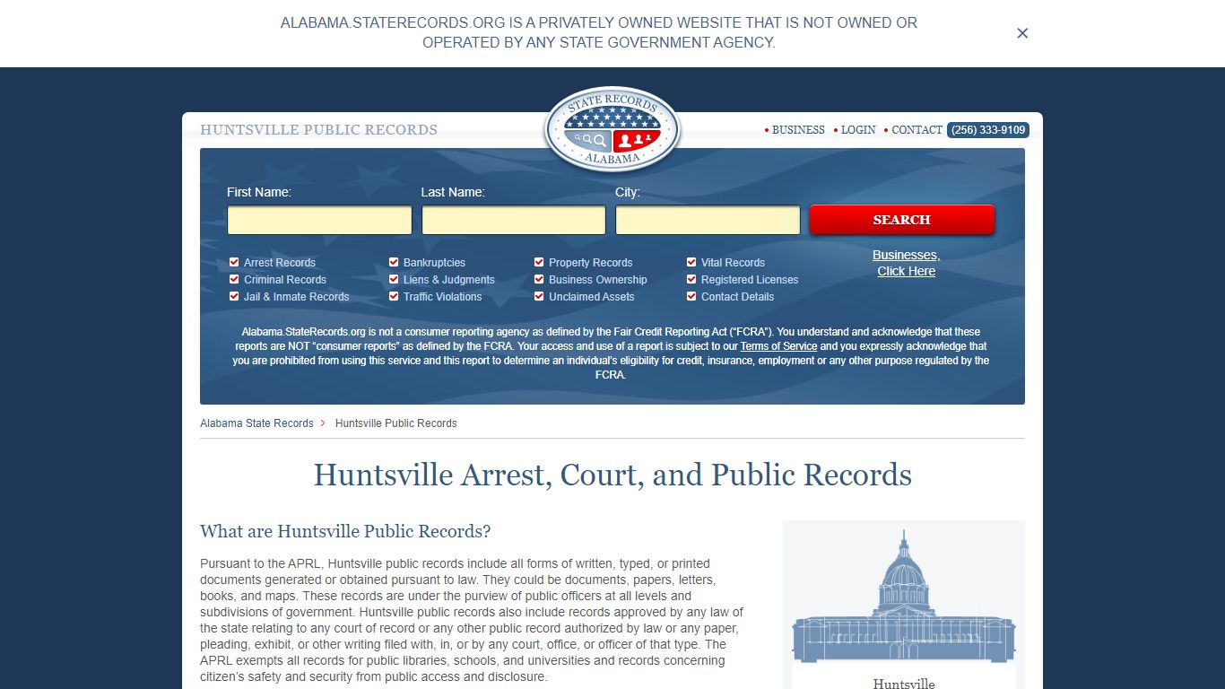 Huntsville Arrest and Public Records | Alabama.StateRecords.org