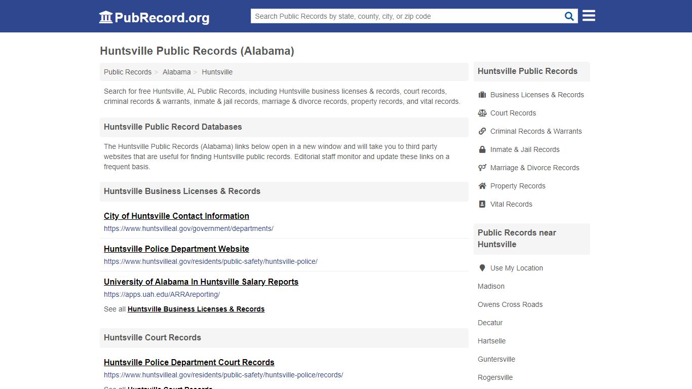 Free Huntsville Public Records (Alabama Public Records)